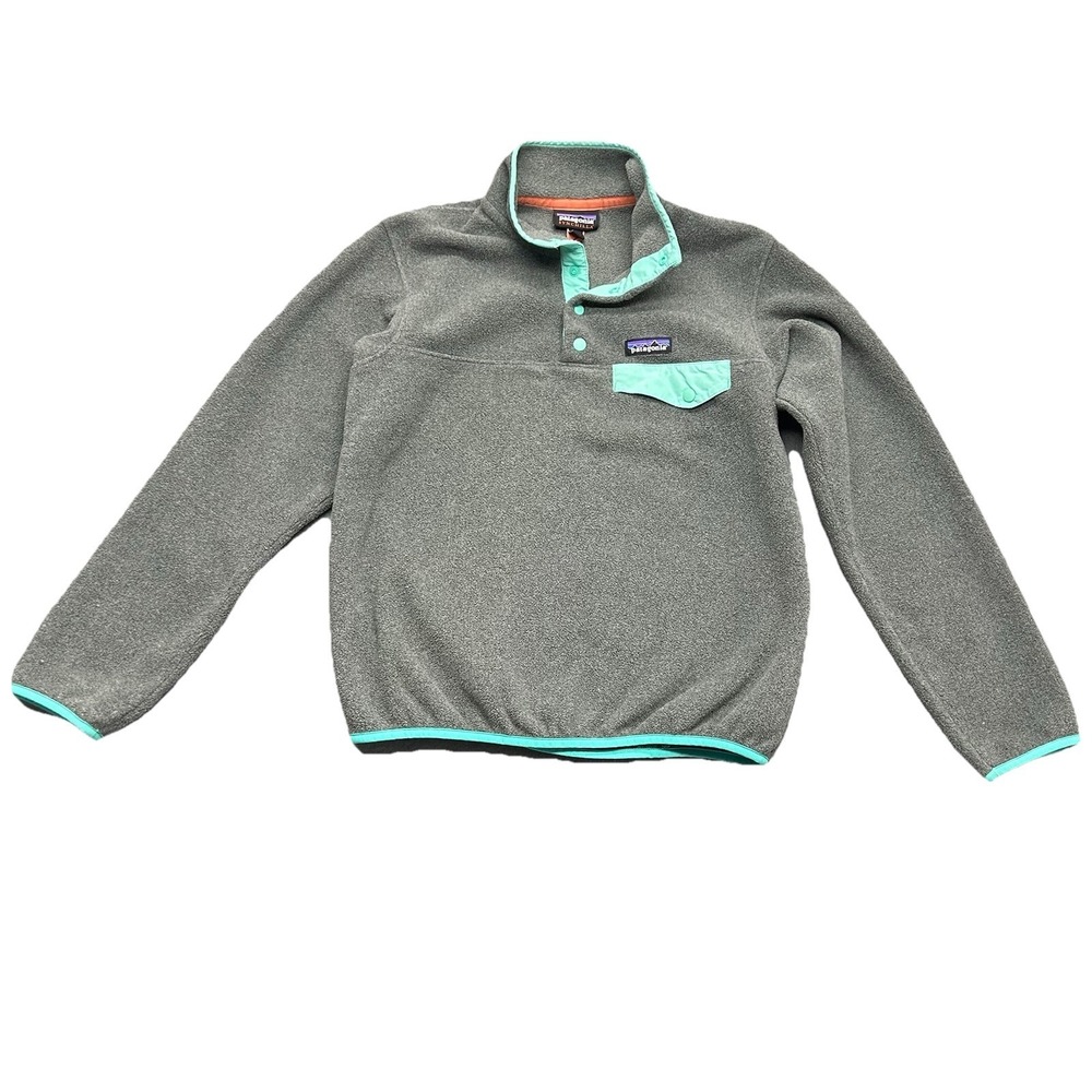 Patagonia Synchilla Fleece Womens‎ S Grey Green Snap T Pullover Outdoor Gorpcore